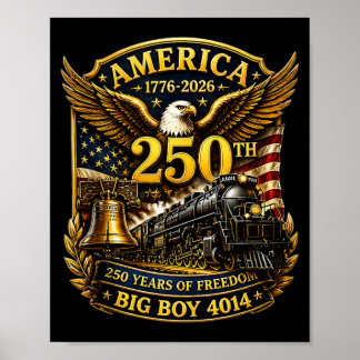 Póster Big Boy 4014 Tren Usa 250 Aniversario Patriótico