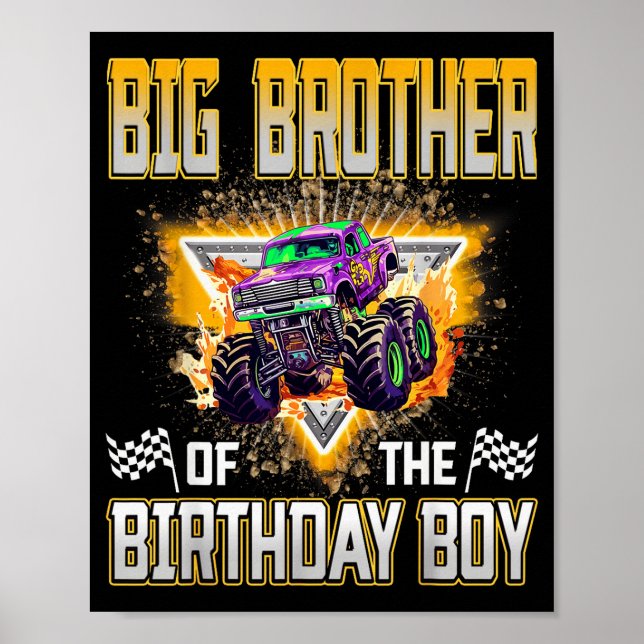 Póster Big Brother Of The Birthday Boy Monster Truck Birt (Frente)