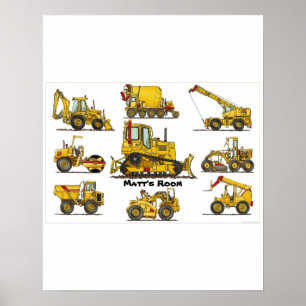 Póster Big Bulldozer Construction Equipment Poster Print