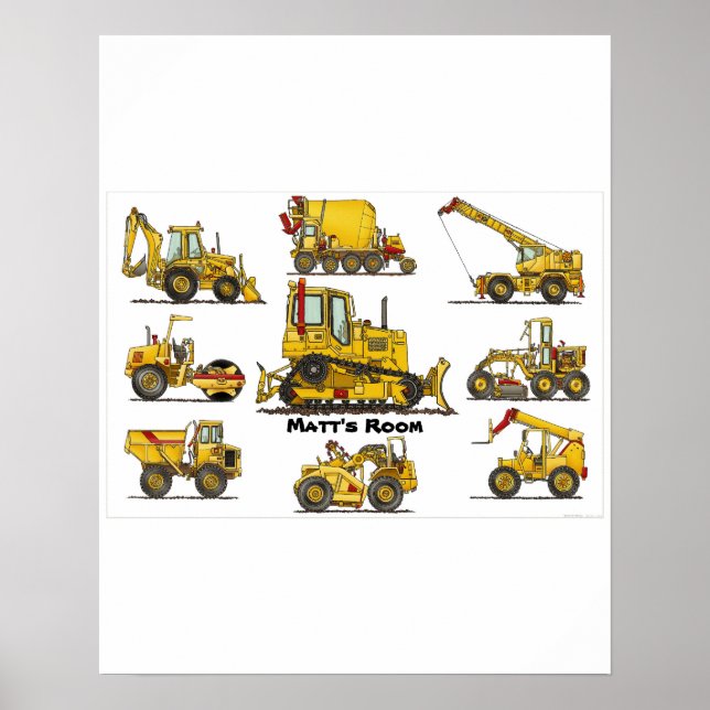 Póster Big Bulldozer Construction Equipment Poster Print (Frente)