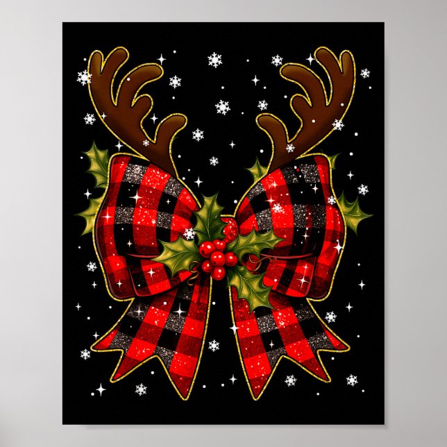 Póster Big Coquette Plaid Reindeer Christmas Xmas Women G (Frente)
