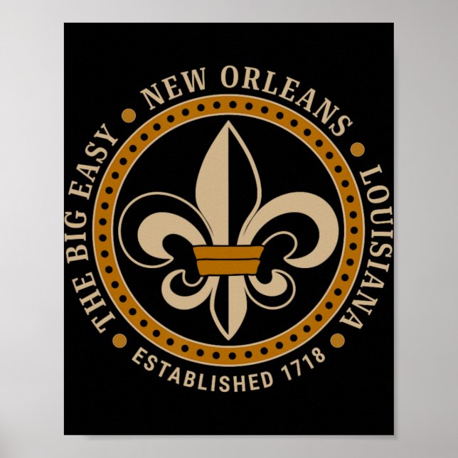 Póster Big Easy New Orleans Louisiana Fleur De Lis Establ (Frente)