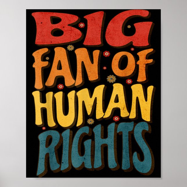 Póster Big Fan Of Human Rights Retro Style For Womens  (Frente)
