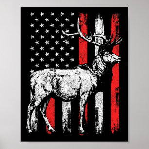 Póster Big Mule Deer Hunter Camisetas de la bandera de Es