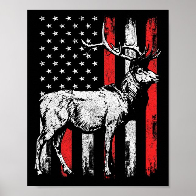 Póster Big Mule Deer Hunter Camisetas de la bandera de Es (Frente)
