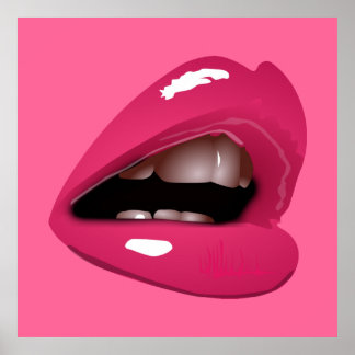 Póster Big Red Lips Pink