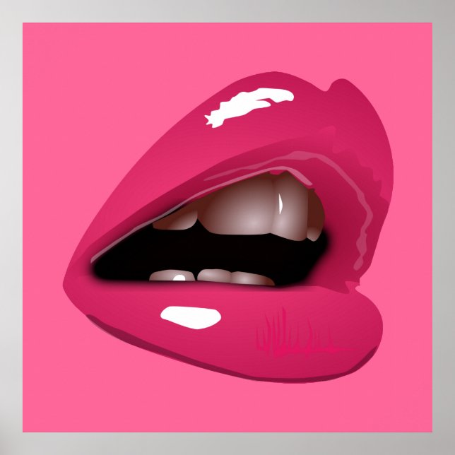 Póster Big Red Lips Pink (Frente)