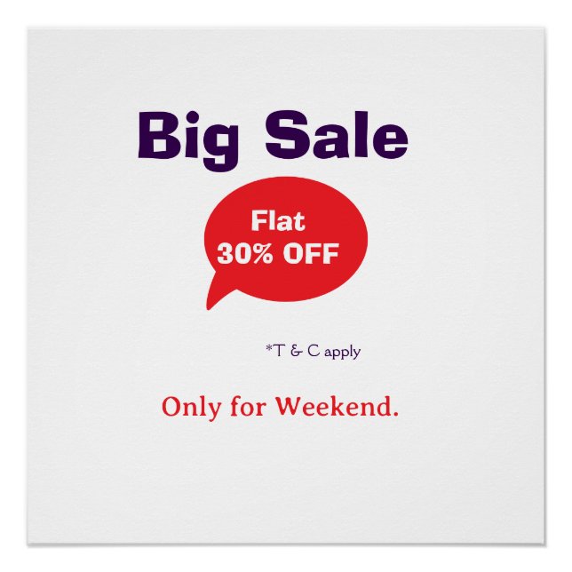 Póster Big sale discount offer weekend company shop T&C (Anverso)