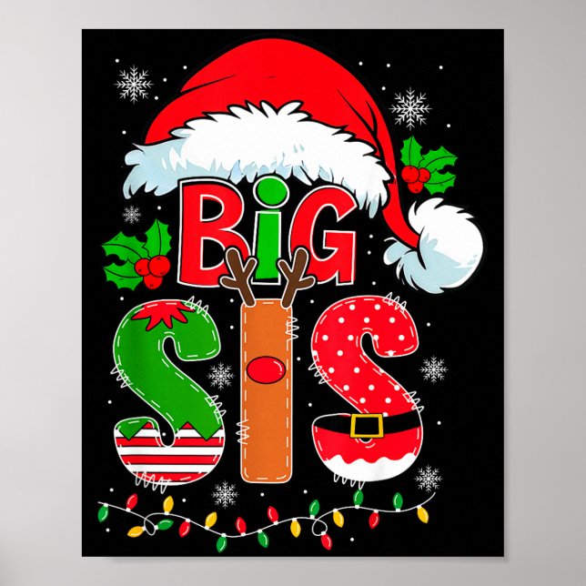 Póster Big Sis Santa Hat New Big Sister Announcement Xmas (Frente)