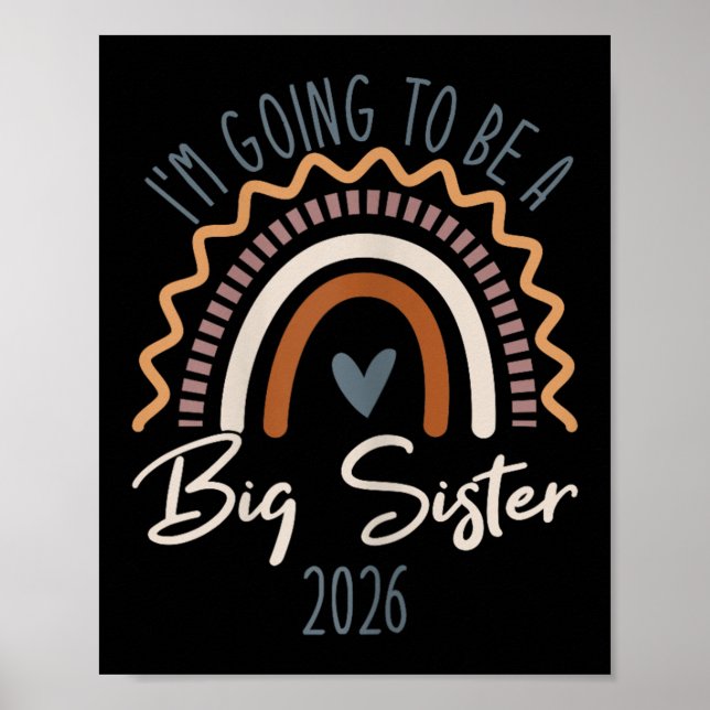 Póster Big Sister 2026 Girls Rainbow Big Sis Sibling  (Frente)