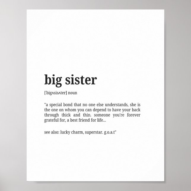 Póster Big Sister Definition Wall Art (Frente)