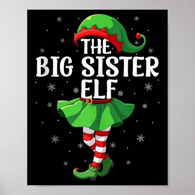 Póster Big Sister Elf Christmas Girls Women Elf Squad Xma (Frente)