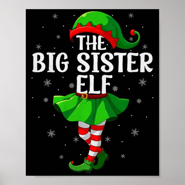 Póster Big Sister Elf Christmas Girls Women Elf Squad Xma (Frente)