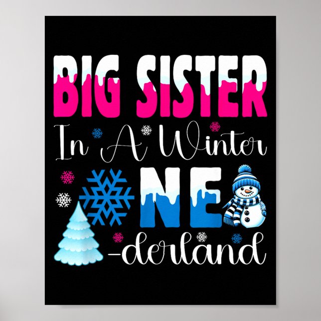 Póster Big Sister In A Winter Onederland Bday Girl Sweet  (Frente)