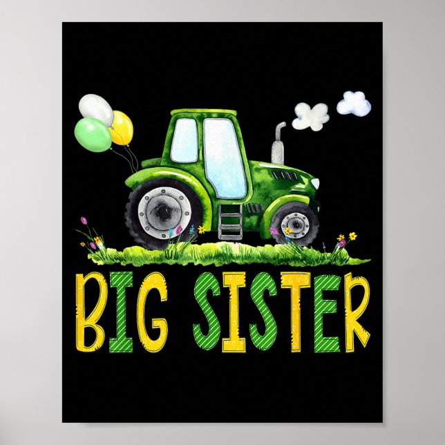 Póster Big Sister Of The Birthday Boy Tractor Farm Truck  (Frente)