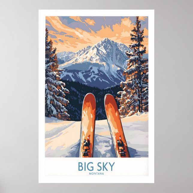 Póster Big Sky Art Print - Skiing Poster 1 (Frente)