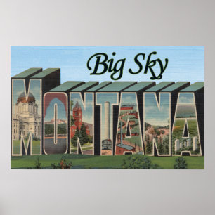 Póster Big Sky, Montana - Large Letter Scenes