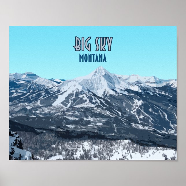 Póster Big Sky Montana Vintage (Frente)