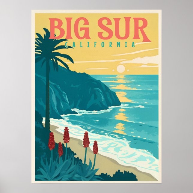 Póster Big Sur - Belleza de la costa del Pacífico en Cali (Frente)