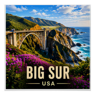 Póster Big Sur California EE. UU. Costa del Pacífico Viaj