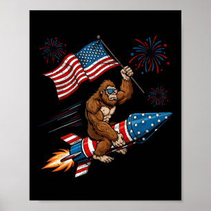 Póster Bigfoot 4 de julio fuegos artificiales patrióticos