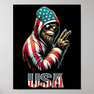 Póster Bigfoot 4 De Julio Patriótico Sasquatch Adolescent