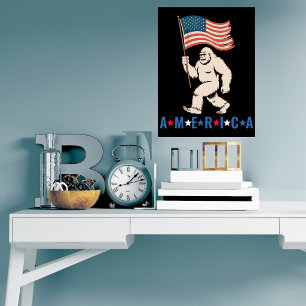 Póster Bigfoot América Patriótico Divertido Sasquatch EE.