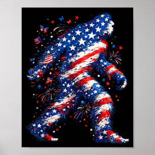 Póster Bigfoot bandera americana sasquatch patriótico div