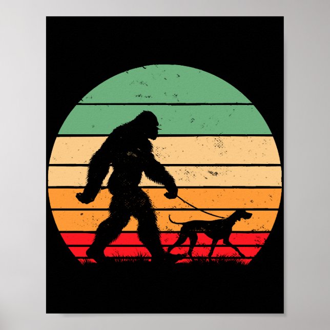 Póster Bigfoot Caminando Perro Pointer Alemán de Pelo Cor (Frente)