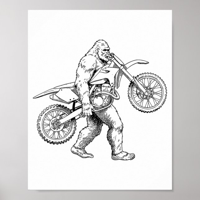 Póster Bigfoot Dirt Bike Sasquatch Biker  (Frente)