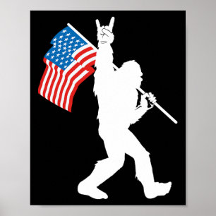 Póster Bigfoot Divertido Bandera De Rock And Roll De EE. 