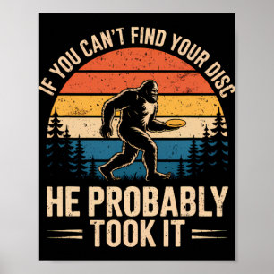 Póster Bigfoot Divertido Disco Golf Sasquatch Frisbee Hom
