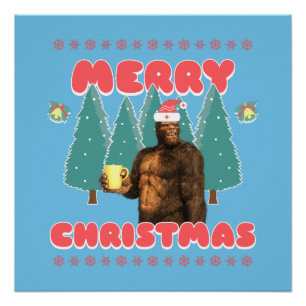 Póster Bigfoot Divertido - Feliz Navidad