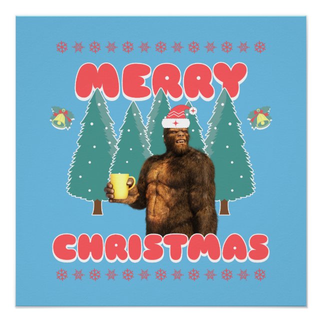 Póster Bigfoot Divertido - Feliz Navidad (Anverso)
