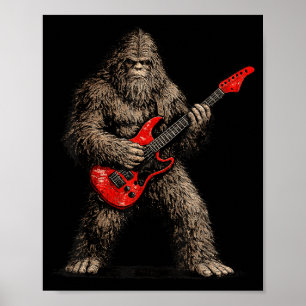 Póster Bigfoot divertido tocando guitarra rock and roll h