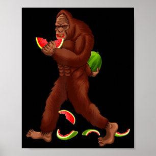 Póster Bigfoot divertido y rodaja de sandía verano