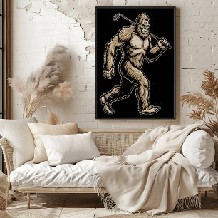 Póster Bigfoot Golfer Stride