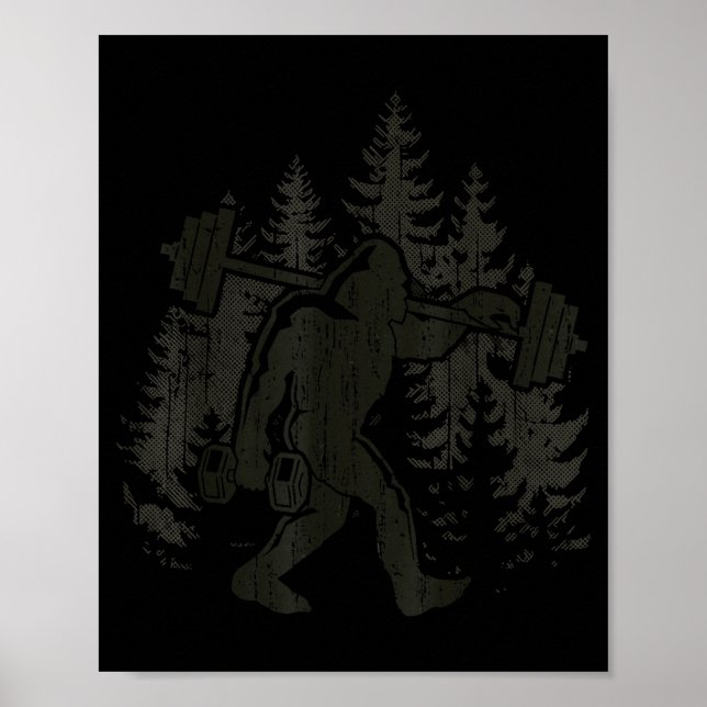Póster Bigfoot Gym Workout Fitness Forest Men Women  (Frente)