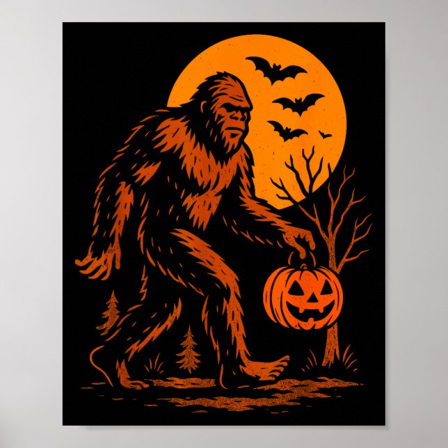 Póster Bigfoot Halloween Sasquatch Jack O Lantern  (Frente)