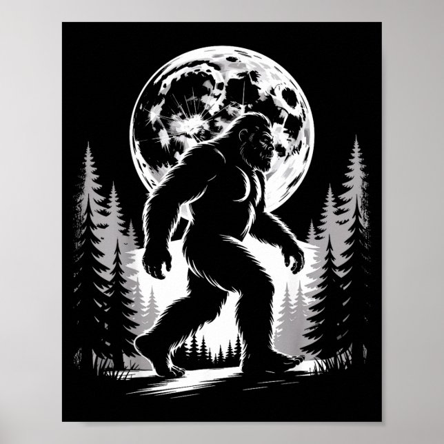 Póster Bigfoot Moonlight Sasquatch Forest Cryptid Outdoor (Frente)