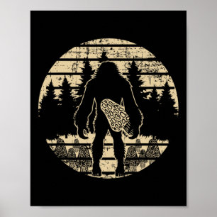 Póster Bigfoot Morel Mushroom Foraging Mycology Shroom Hu