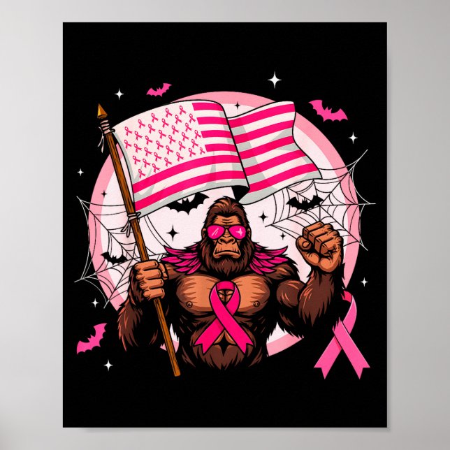 Póster Bigfoot Nk Ribbon Breast Cancer Awareness Month Wo (Frente)