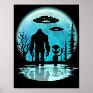 Póster Bigfoot OVNI Alien