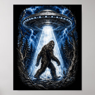 Póster Bigfoot ovni alienígena abducción divertida sasqua