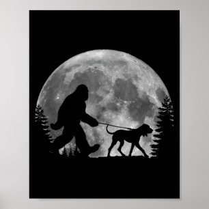 Póster Bigfoot paseando a un perro Amantes de Coonhound d