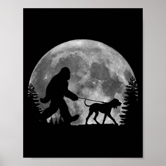 Póster Bigfoot paseando a un perro Amantes de Coonhound d (Frente)