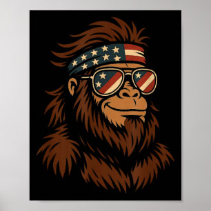Póster Bigfoot patriótico usa bandana gafas de sol 4 de j