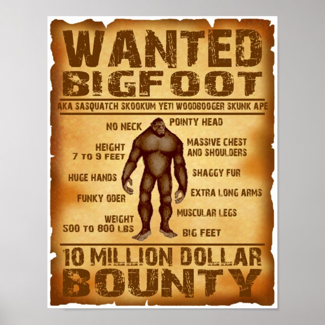 Póster Bigfoot quería un Poster de 10 millones de dólares (Frente)