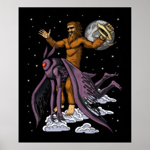 Póster Bigfoot Riding Mothman