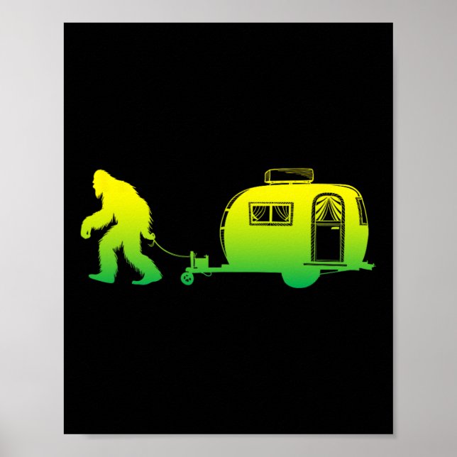 Póster Bigfoot Rv Motorhome Camping Sasquatch Campervan G (Frente)